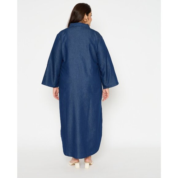 Gypsie Blu Women Denim Maxi Shirt Dress Summer Party Dress for Beach Night Party - Picture 5 of 7